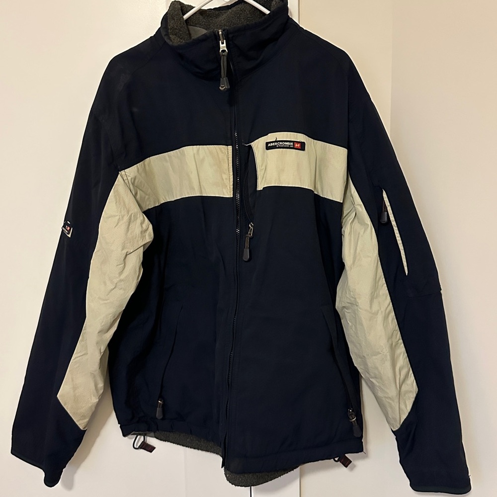 Men's Abercrombie & Fitch Reversible Navy Blue and Cream Jacket